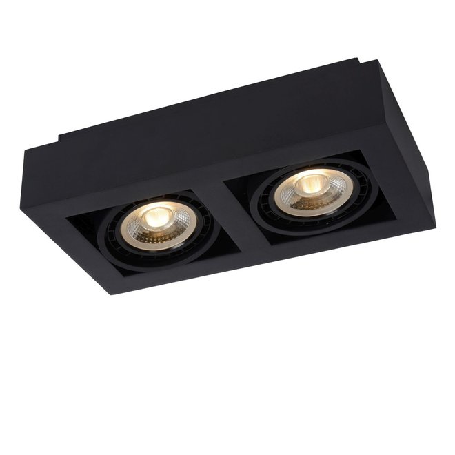 Lucide Zefix - Plafondspot LED Dim to warm GU10 2x12W 2200K/3000K Zwart