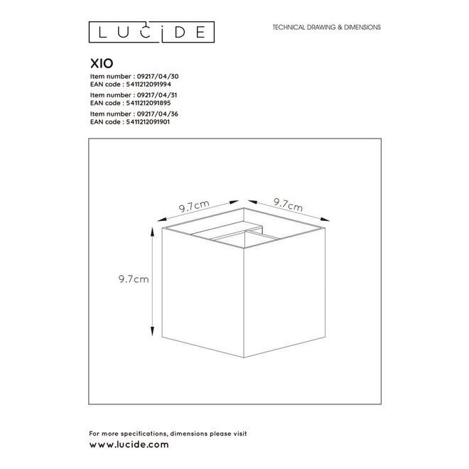 Lucide Xio - Wandlamp LED Dimb. G9 1x4W 2700K Wit