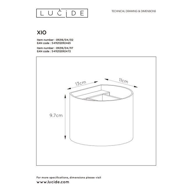 Lucide Xio - Wandlamp LED Dimb. G9 1x3,5W 2700K Koffie
