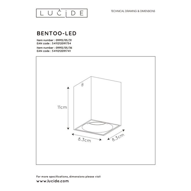 Lucide Bentoo-led - Plafondspot LED Dimb. GU10 1x5W 3000K Grijs