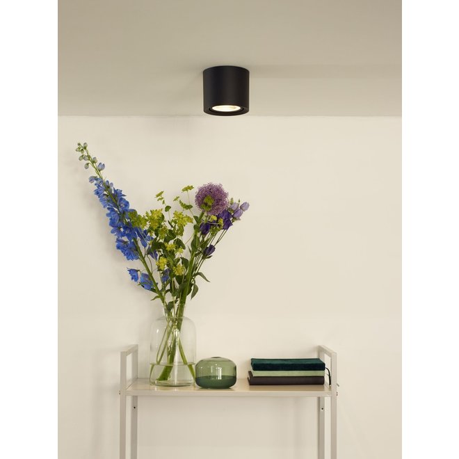 Lucide Fedler - Plafondspot Ø 12 cm LED Dim to warm GU10 1x12W 2200K/3000K Zwart