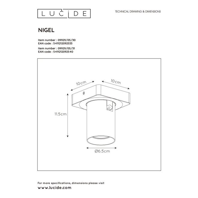 Lucide Nigel - Plafondspot LED Dim to warm GU10 1x5W 2200K/3000K Zwart