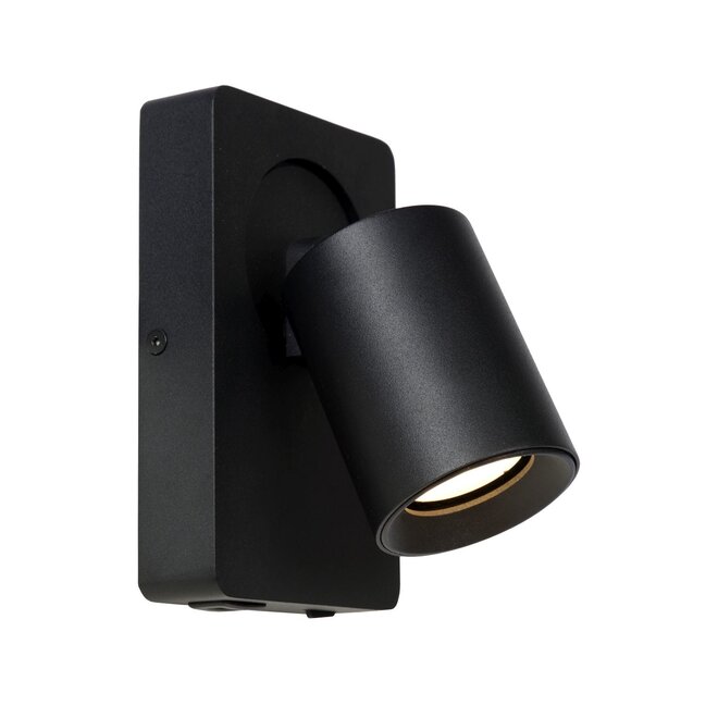Lucide Nigel - Wandspot LED GU10 1x5W 3000K Met USB oplaadpunt Zwart