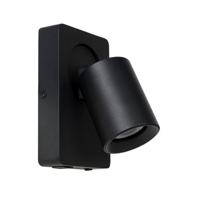 Lucide Nigel - Wandspot LED GU10 1x5W 3000K Met USB oplaadpunt Zwart
