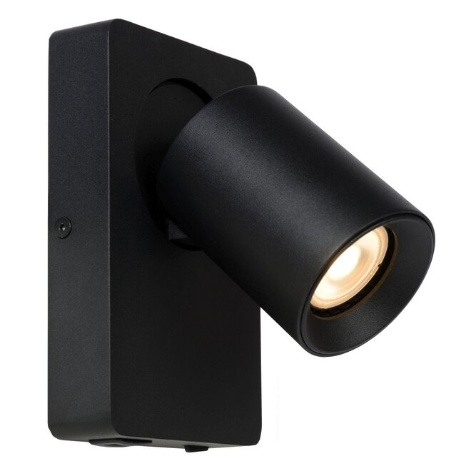 Lucide Nigel - Wandspot LED GU10 1x5W 3000K Met USB oplaadpunt Zwart