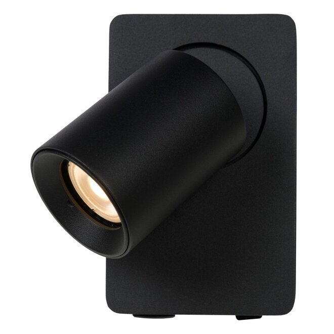 Lucide Nigel - Wandspot LED GU10 1x5W 3000K Met USB oplaadpunt Zwart