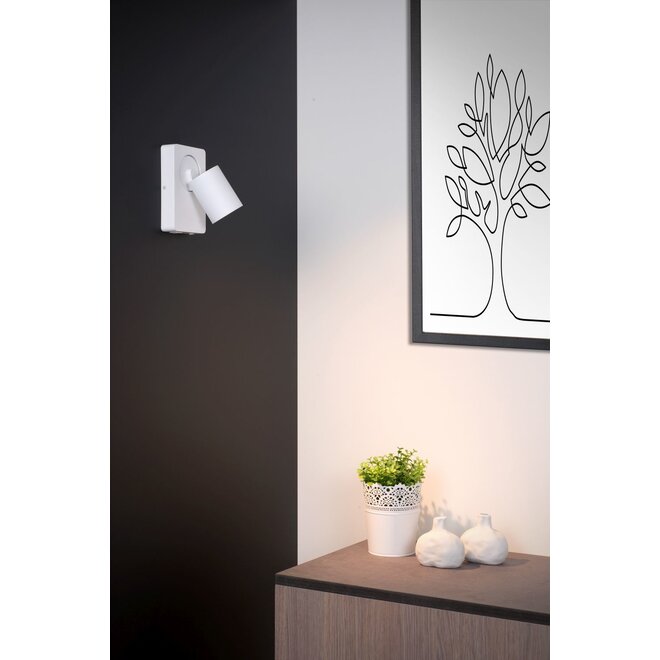 Lucide Nigel - Wandspot LED GU10 1x5W 3000K Met USB oplaadpunt Wit