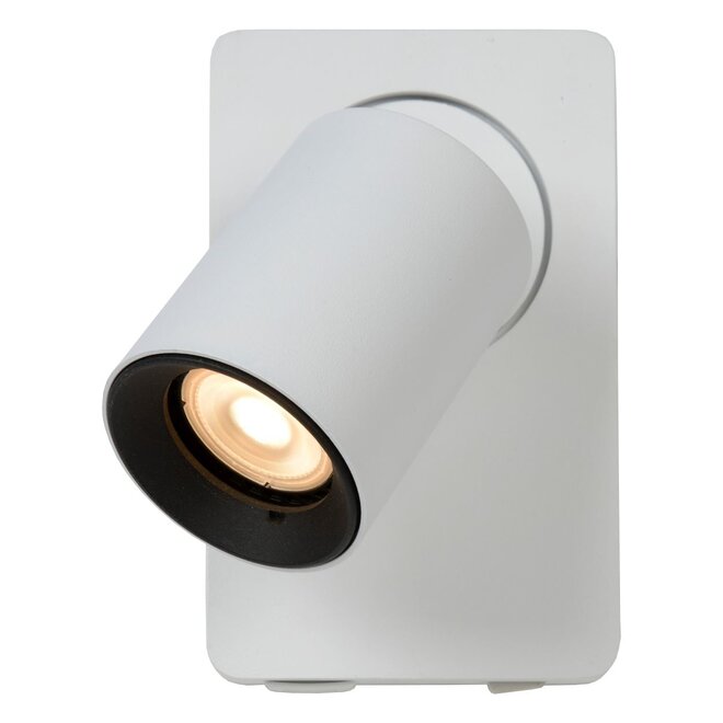 Lucide Nigel - Wandspot LED GU10 1x5W 3000K Met USB oplaadpunt Wit