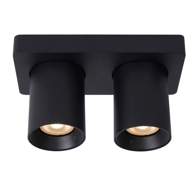 Lucide Nigel - Plafondspot LED Dim to warm GU10 2x5W 2200K/3000K Zwart