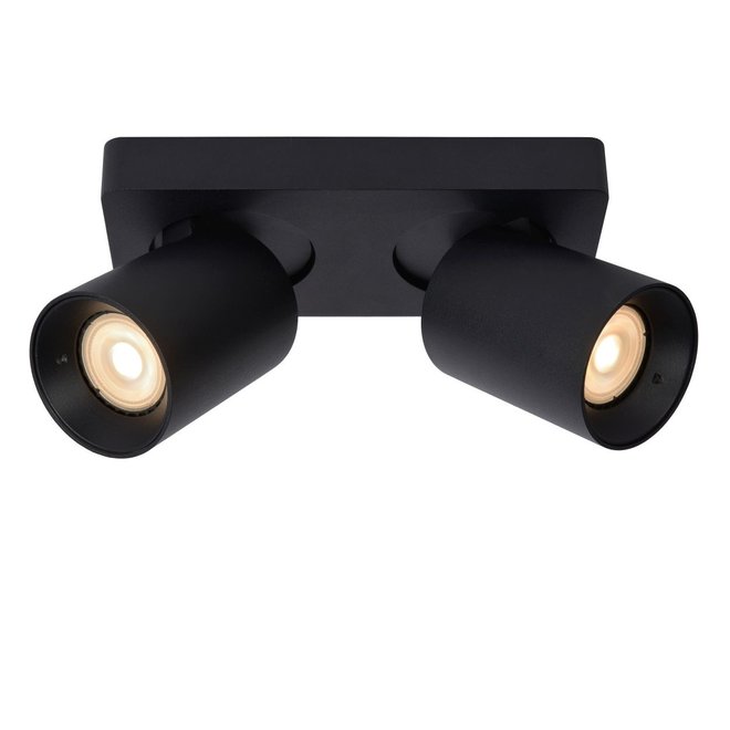 Lucide Nigel - Plafondspot LED Dim to warm GU10 2x5W 2200K/3000K Zwart