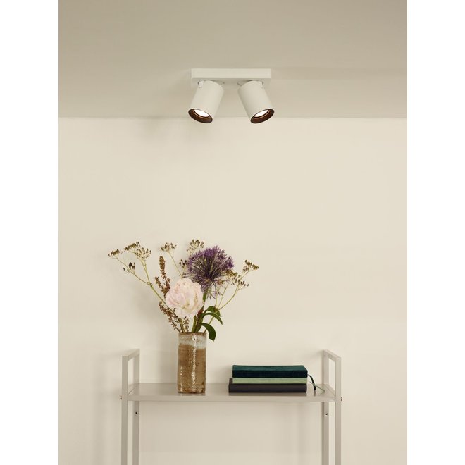 Lucide Nigel - Plafondspot LED Dim to warm GU10 2x5W 2200K/3000K Wit
