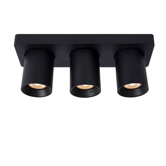 Lucide Nigel - Plafondspot LED Dim to warm GU10 3x5W 2200K/3000K Zwart