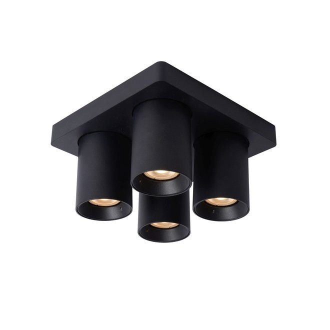 Lucide Nigel - Plafondspot LED Dim to warm GU10 4x5W 2200K/3000K Zwart