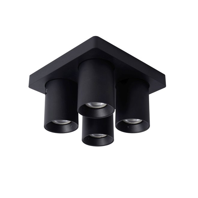 Lucide Nigel - Plafondspot LED Dim to warm GU10 4x5W 2200K/3000K Zwart