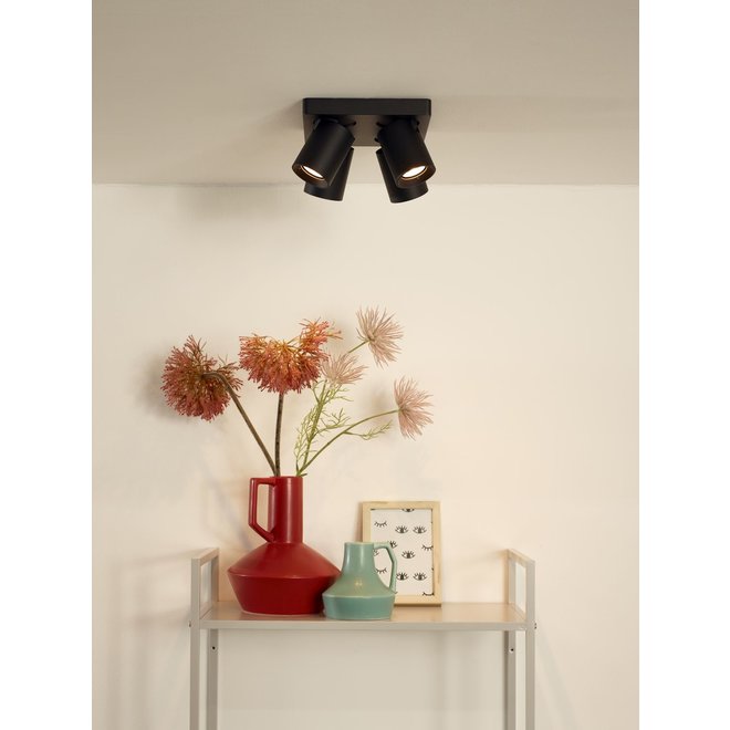 Lucide Nigel - Plafondspot LED Dim to warm GU10 4x5W 2200K/3000K Zwart
