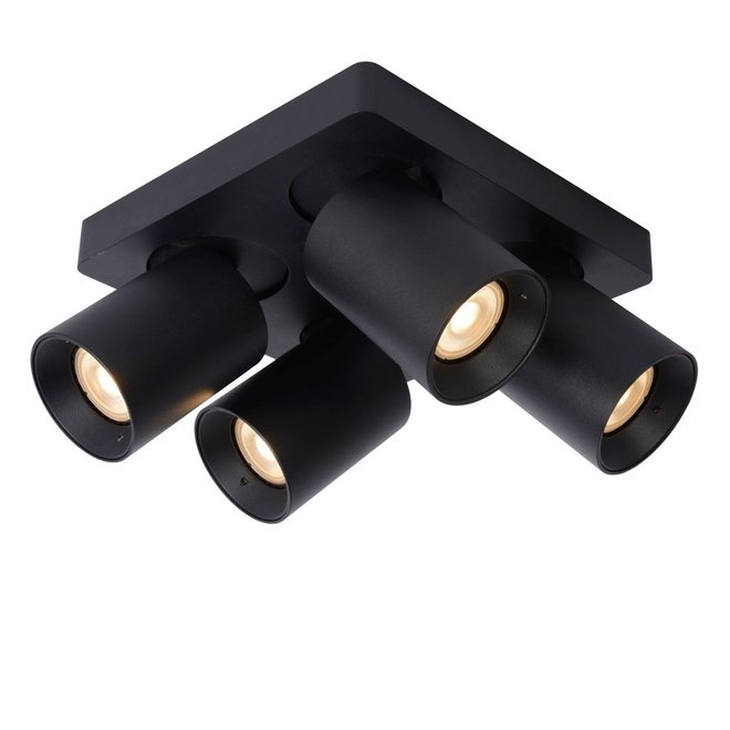 Lucide Nigel - Plafondspot LED Dim to warm GU10 4x5W 2200K/3000K Zwart