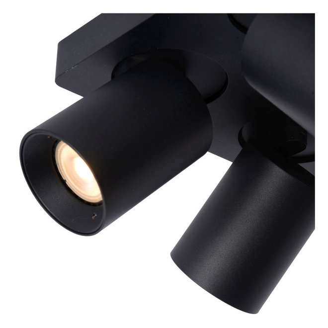 Lucide Nigel - Plafondspot LED Dim to warm GU10 4x5W 2200K/3000K Zwart
