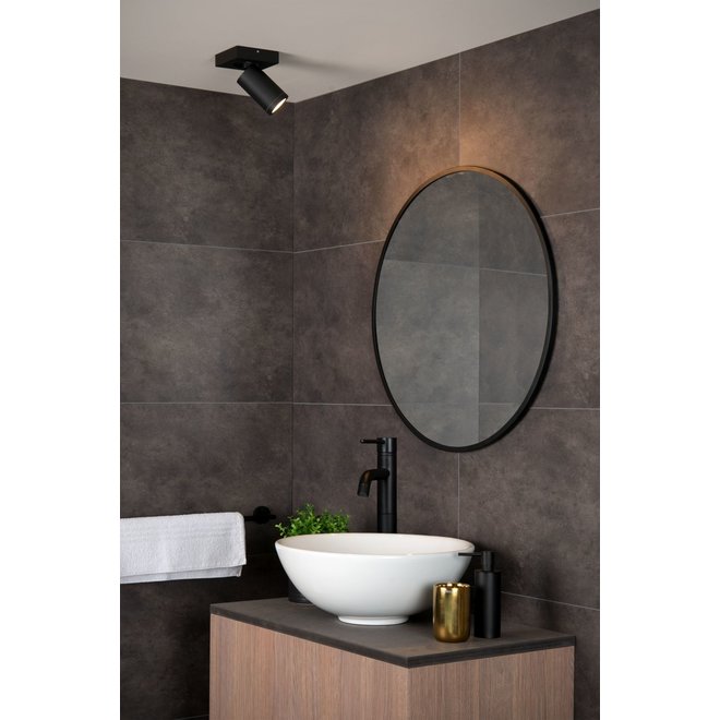 Lucide Taylor - Plafondspot Badkamer LED Dim to warm GU10 1x5W 2200K/3000K IP44 Zwart