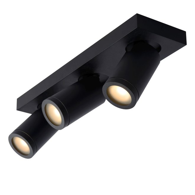 Lucide Taylor - Plafondspot Badkamer LED Dim to warm GU10 3x5W 2200K/3000K IP44 Zwart