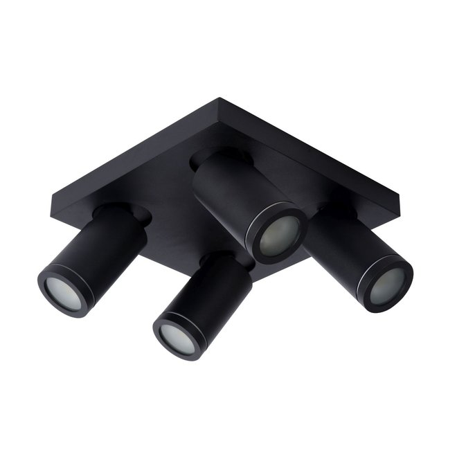 Lucide Taylor - Plafondspot Badkamer LED Dim to warm GU10 4x5W 2200K/3000K IP44 Zwart