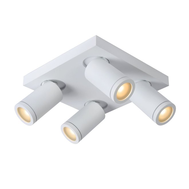 Lucide Taylor - Plafondspot Badkamer LED Dim to warm GU10 4x5W 2200K/3000K IP44 Wit