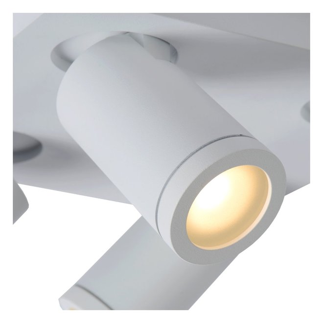 Lucide Taylor - Plafondspot Badkamer LED Dim to warm GU10 4x5W 2200K/3000K IP44 Wit