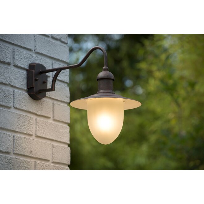 Lucide Aruba - Wandlamp Buiten Ø 25 cm 1xE27 IP44 Roest bruin