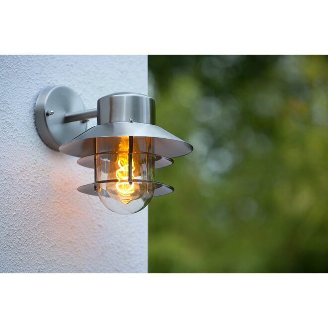 Lucide Zico - Wandlamp Buiten Ø 21,8 cm 1xE27 IP44 Mat chroom