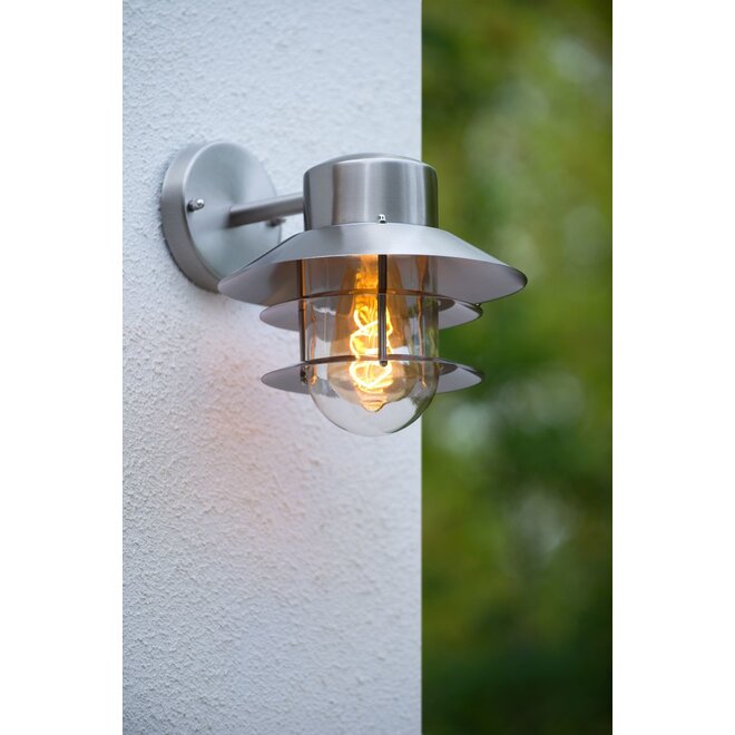 Lucide Zico - Wandlamp Buiten Ø 21,8 cm 1xE27 IP44 Mat chroom