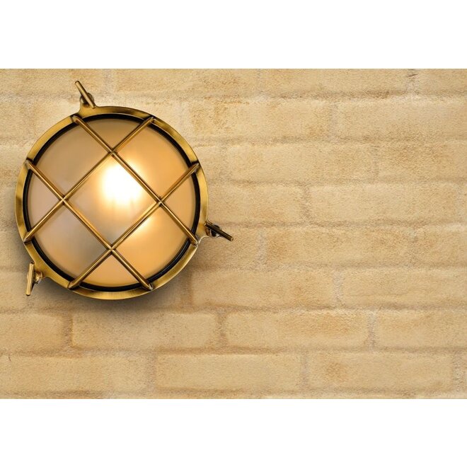 Lucide Dudley - Wandlamp Buiten Ø 25 cm 1xE27 IP65 Mat Goud / Messing