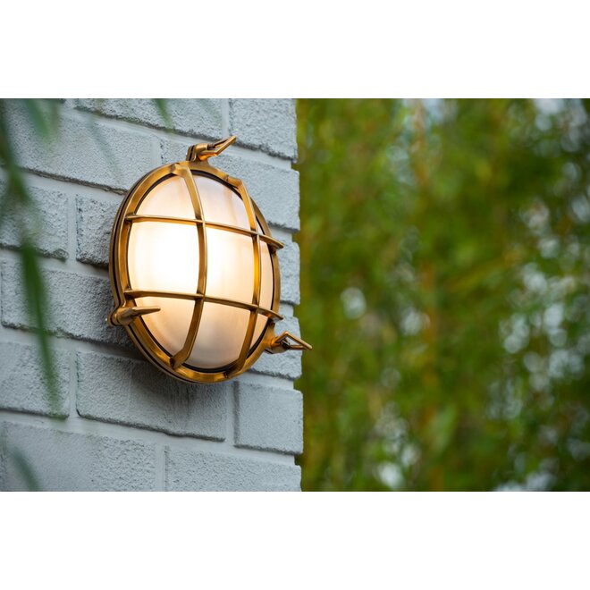 Lucide Dudley - Wandlamp Buiten Ø 25 cm 1xE27 IP65 Mat Goud / Messing