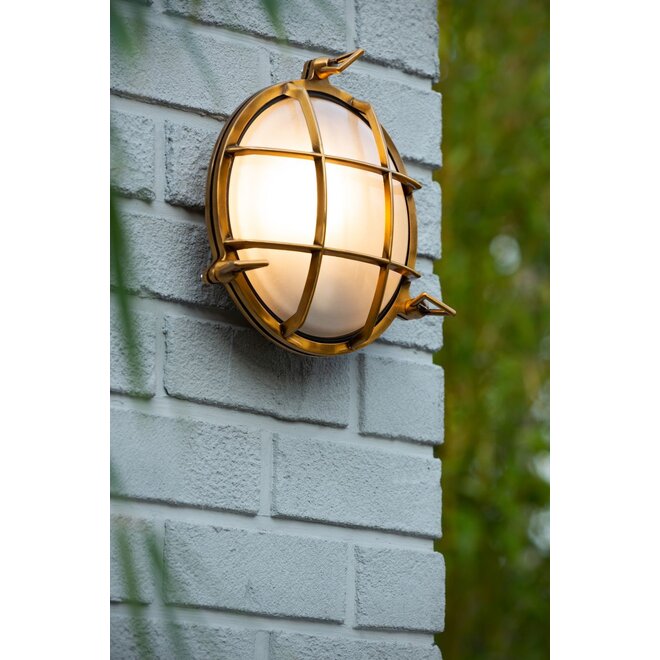 Lucide Dudley - Wandlamp Buiten Ø 25 cm 1xE27 IP65 Mat Goud / Messing