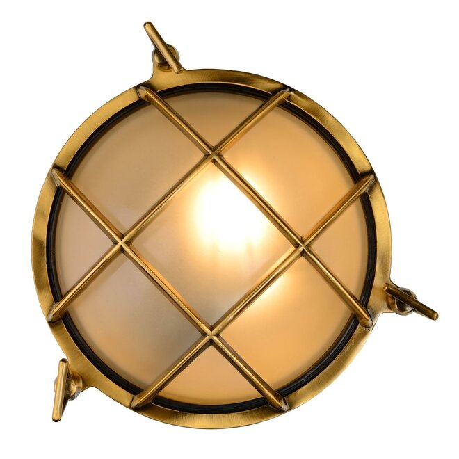 Lucide Dudley - Wandlamp Buiten Ø 25 cm 1xE27 IP65 Mat Goud / Messing