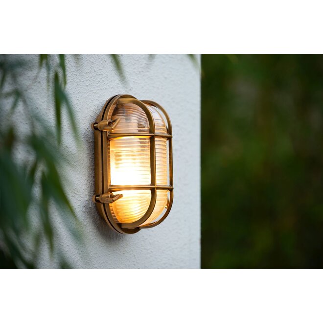 Lucide Dudley - Wandlamp Buiten 1xE27 IP65 Mat Goud / Messing