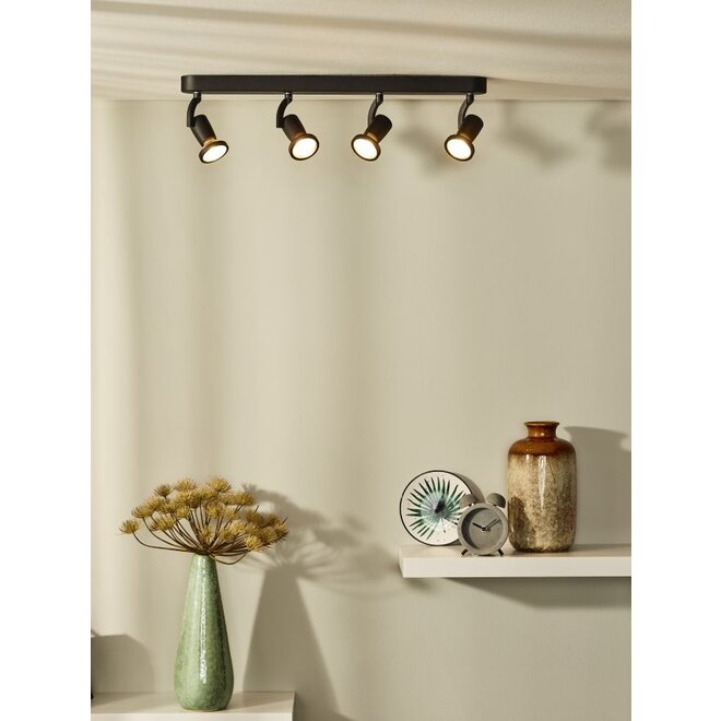 Lucide Jaster-led - Plafondspot LED GU10 4x5W 2700K Zwart
