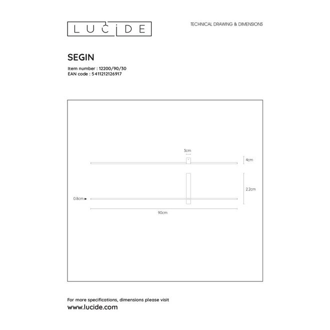Lucide Segin - Wandlamp LED Dimb. 1x10W 2700K Zwart