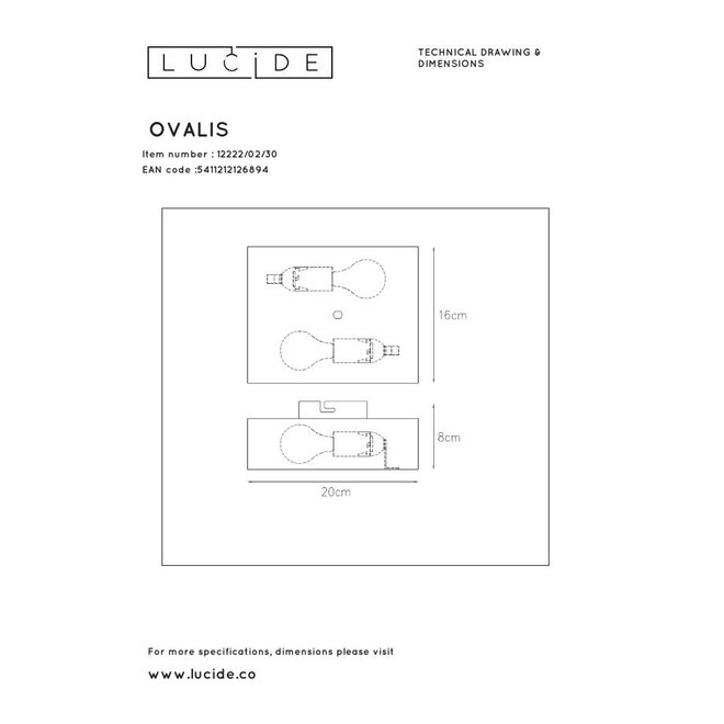 Lucide Ovalis - Wandlamp 2xE14 Zwart