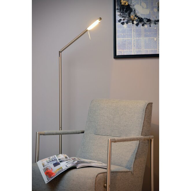 Lucide Bergamo - Leeslamp LED Dimb. 1x6W 3000K Mat chroom