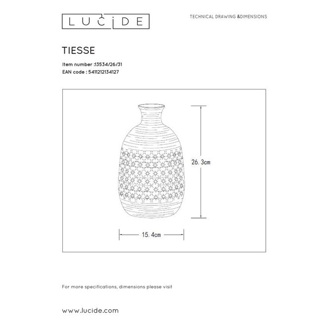 Lucide Tiesse - Tafellamp Ø 15,4 cm 1xE14 Wit