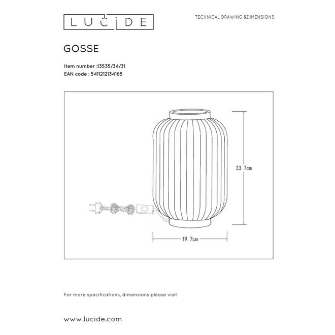 Lucide Gosse - Tafellamp Ø 19,7 cm 1xE14 Wit