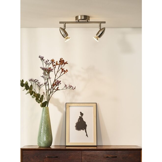 Lucide Caro-led - Plafondspot LED GU10 2x5W 2700K Mat chroom