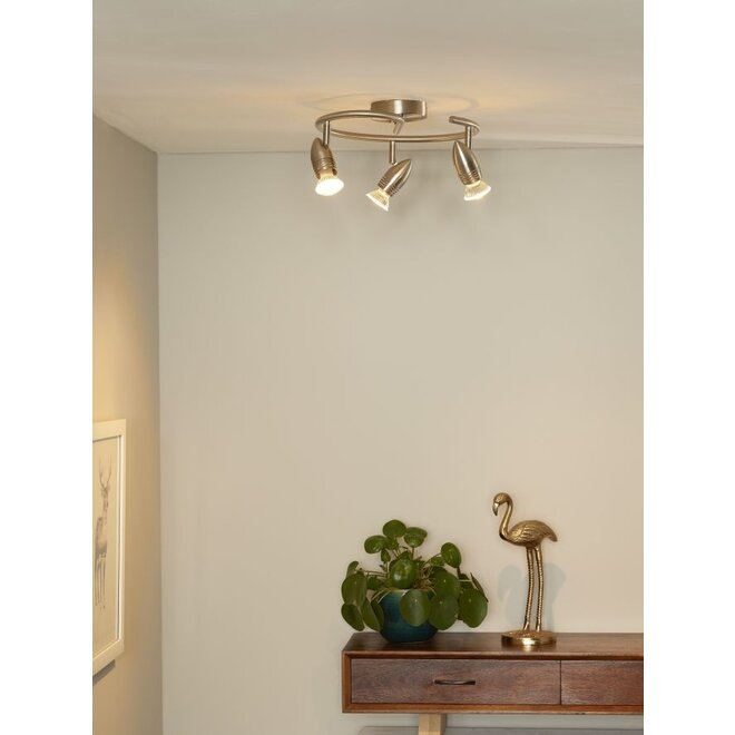 Lucide Caro-led - Plafondspot Ø 31 cm LED GU10 3x5W 2700K Mat chroom