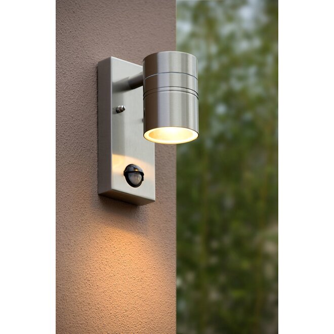 Lucide Arne-led - Wandspot Buiten Ø 6,3 cm LED GU10 1x5W 2700K IP44 Mat chroom