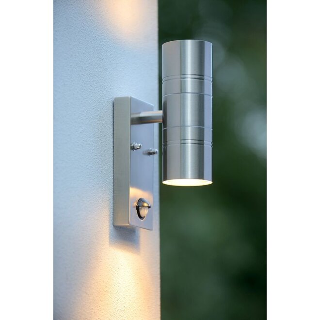 Lucide Arne-led - Wandspot Buiten Ø 6,3 cm LED GU10 2x5W 2700K IP44 Mat chroom