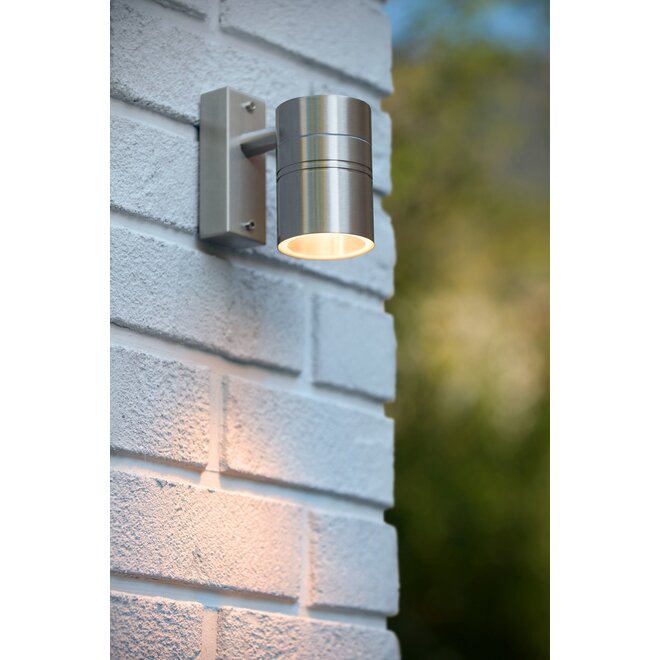 Lucide Arne-led - Wandspot Buiten Ø 6,3 cm LED GU10 1x5W 2700K IP44 Mat chroom