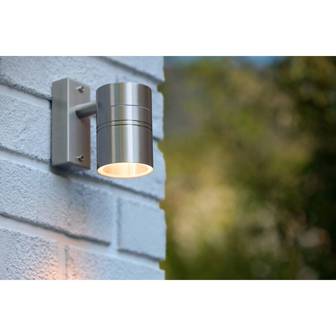 Lucide Arne-led - Wandspot Buiten Ø 6,3 cm LED GU10 1x5W 2700K IP44 Mat chroom