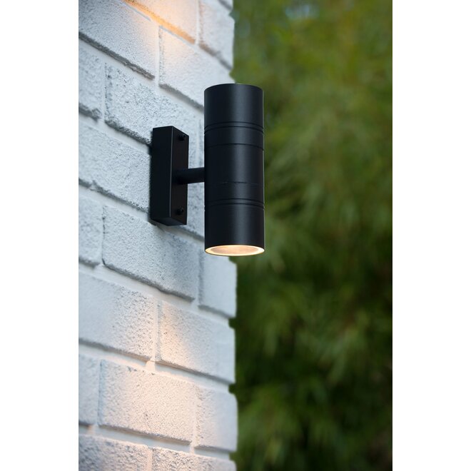 Lucide Arne-led - Wandspot Buiten Ø 6,3 cm LED GU10 2x5W 2700K IP44 Zwart