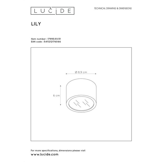 Lucide Lily - Plafondspot Badkamer Ø 8 cm 1xG9 IP54 Wit