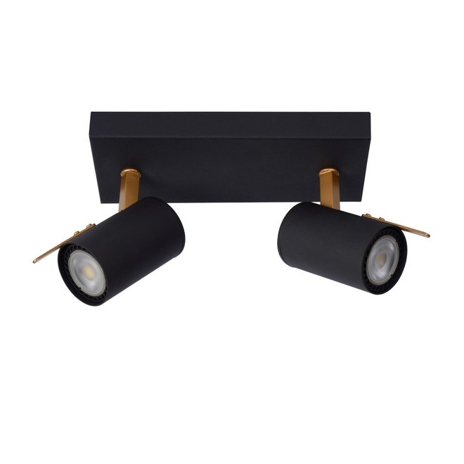 Lucide Grony - Plafondspot LED Dim to warm GU10 2x5W 2200K/3000K Zwart