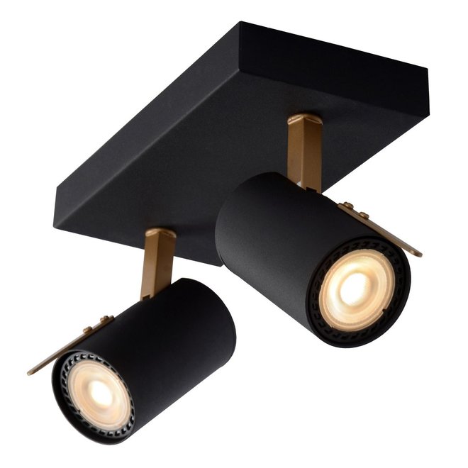 Lucide Grony - Plafondspot LED Dim to warm GU10 2x5W 2200K/3000K Zwart